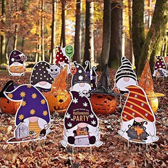 π₯4/$15 SET 9 PC HALLOWEEN GNOMES YARD STAKES DECORATIONS PARTY DECOR WATERPROOF - Picture 4 of 8